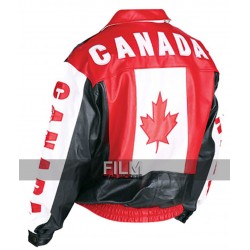 Motorcycle Canadian Flag Leather Jacket